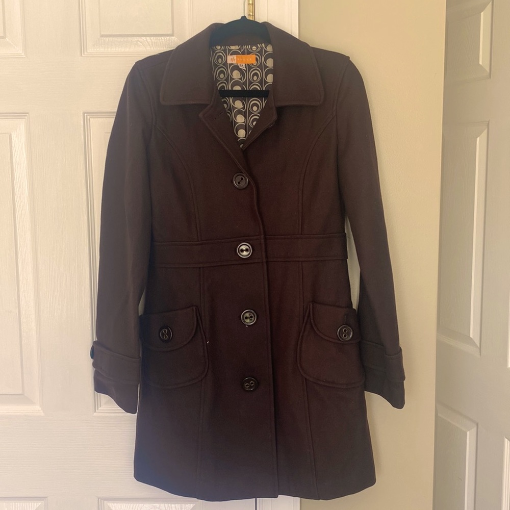 Tulle brown peacoat. Size M